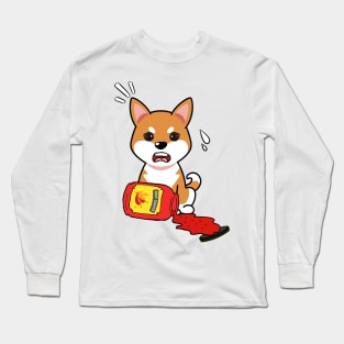 Cute Orange dog Spills Hot Sauce Tabasco Long Sleeve T-Shirt